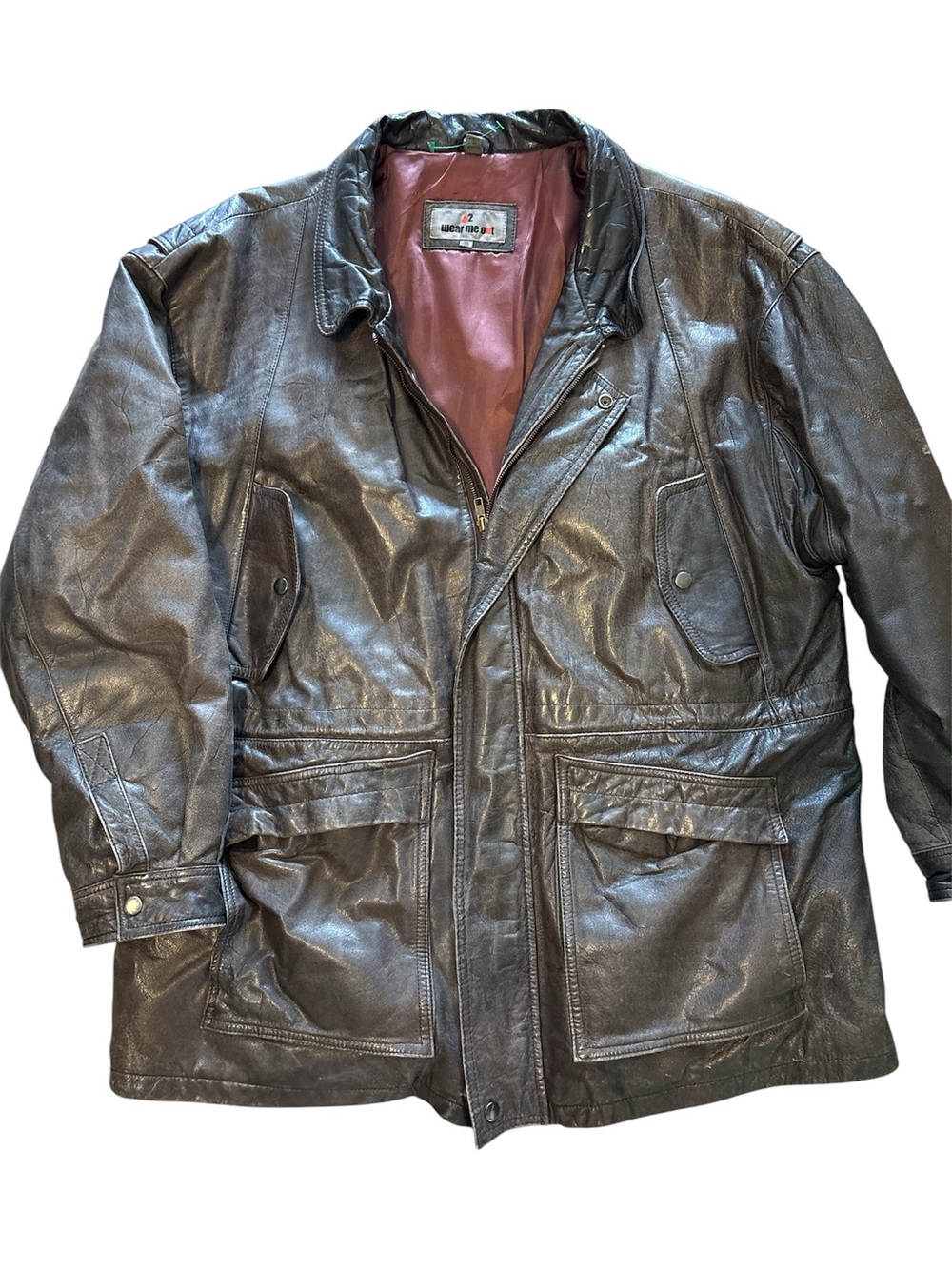 Vintage-Inspired Brown Leather Field Jacket - Classic Utility Design